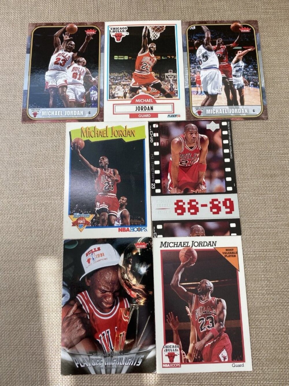 Michael Jordan Card Lot (7 Cards) Fleer NBA Hoops Upper Deck Chicago Bulls